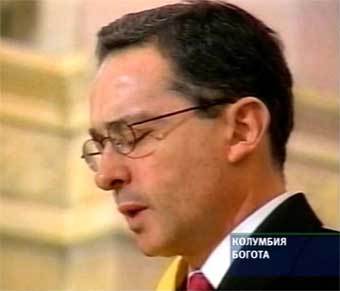 Президент Колумбии Альваро Урибе. Кадр НТВ, архив