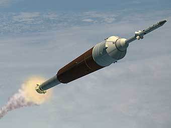 Предполагаемый внешний вид ракеты "Арес 1". Изображение NASA. Предполагаемый внешний вид ракеты "Арес 1". Изображение NASA.