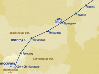 Фрагмент схемы нефтепровода "Ухта-Ярославль". Иллюстрация с сайта severnyemn.ru